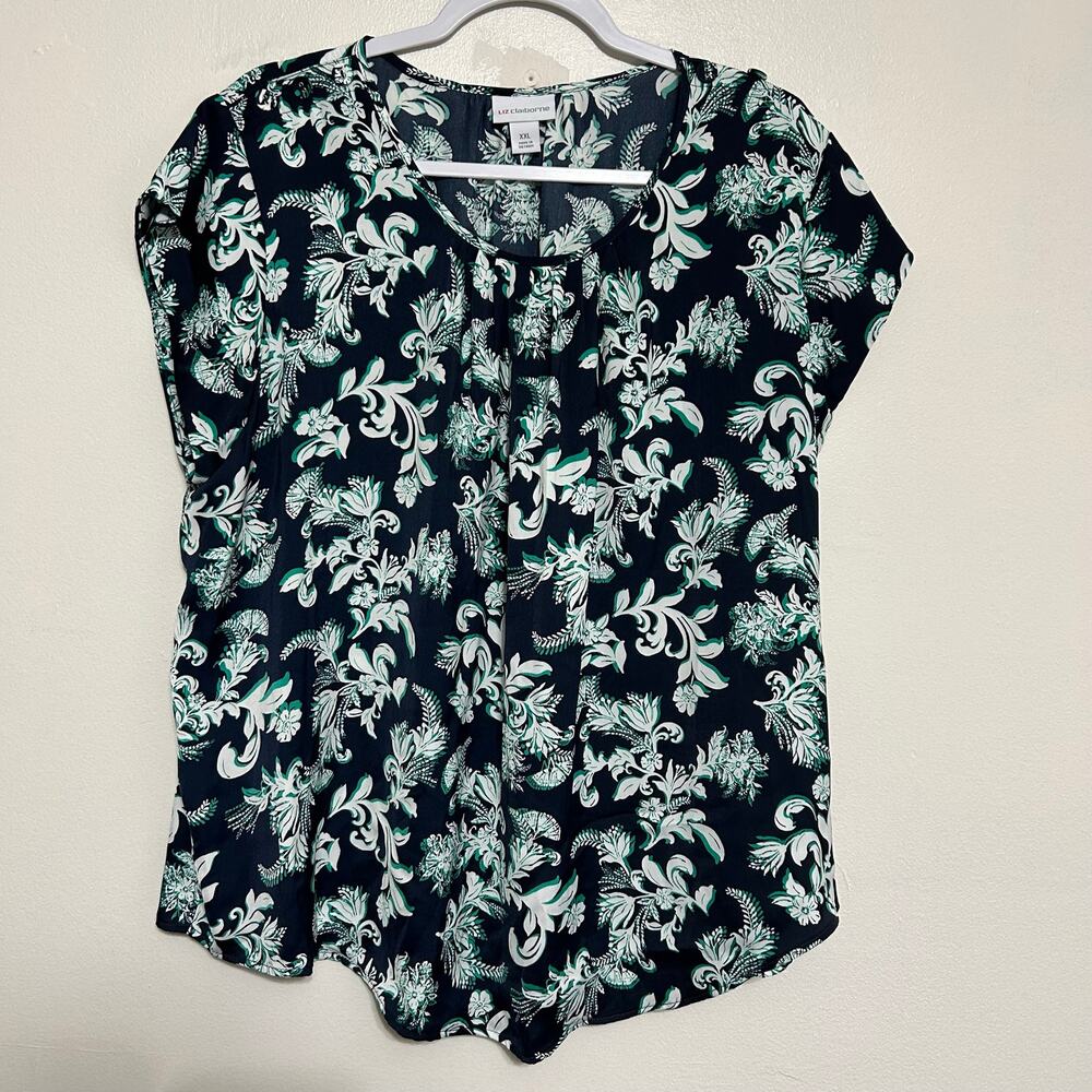 Liz Claiborne Floral Print Blouse Scoop Neck XXL